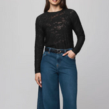 Splendid Cecelia Floral Long Sleeve Tee in Black