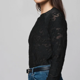 Splendid Cecelia Floral Long Sleeve Tee in Black