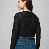 Splendid Cecelia Floral Long Sleeve Tee in Black