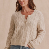 Splendid Tori Cashmere Cardigan in Wheat Heather