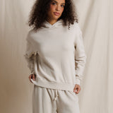 PWT Heart Cotton Fleece Pullover Hoodie in Whitecap Grey