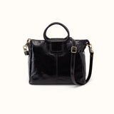 HOBO Sheila Medium Satchel in Polished Leather Black