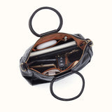 HOBO Sheila Medium Satchel in Polished Leather Black