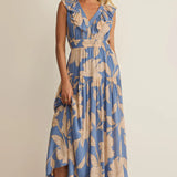 Z Supply Malene Bloom Floral Maxi Dress in Lake Blue
