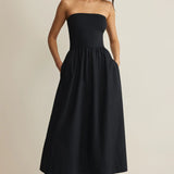 Z Supply Sunsought Strapless Midi Dress in Black