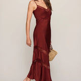 Z Supply Bruna Lace Inset Midi Dress in Velvet Rouge