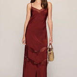 Z Supply Bruna Lace Inset Midi Dress in Velvet Rouge