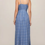 Z Supply Angel Eyes Plaid Midi Dress in Mystic Blue