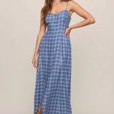 Z Supply Angel Eyes Plaid Midi Dress in Mystic Blue