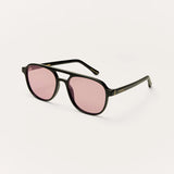 Z Supply Tourist Polarized Sunglasses in Polished Black-Pink