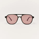 Z Supply Tourist Polarized Sunglasses in Polished Black-Pink