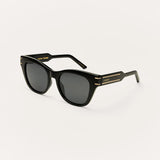 Z Supply Front Row Polarized Sunglasses In Polished Black - Grey