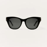 Z Supply Front Row Polarized Sunglasses In Polished Black - Grey