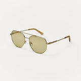Z Supply Highway Polarized Sunglasses in Satin Gold-Khaki