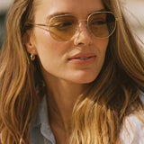 Z Supply Highway Polarized Sunglasses in Satin Gold-Khaki