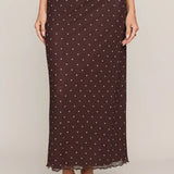 Z Supply Eda Polka Dot Mesh Midi Skirt in Dark Chocolate