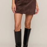 Z Supply Perri Suede Mini Skirt in Dark Chocolate