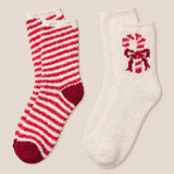 Z Supply Candy Cane Fuzzy Sock Set in Vanilla Ice