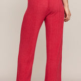 Z Supply Dawn Smocked Silky Rib Pant in Ruby Red