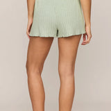 Z Supply Dawn Smocked Rib Short in Aqua Cloud