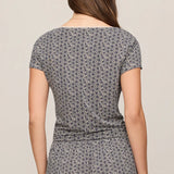 Z Supply Floral Lace Trim Short Sleeve in Eclipse