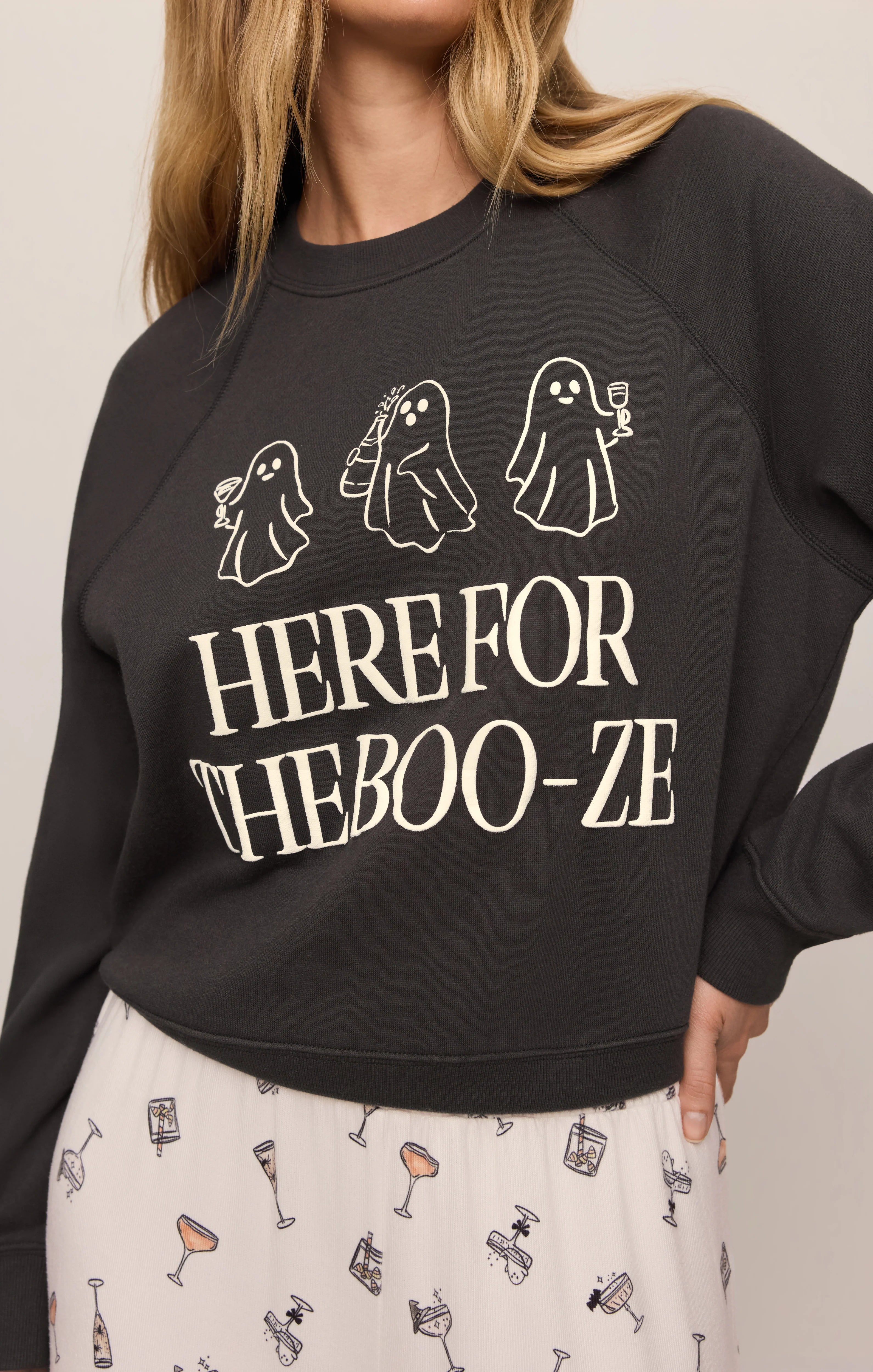 Z Supply Booze Graphic Sweatshirt in Ash Black