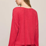 Z Supply Daydreamer Silky Rib V Neck in Ruby Red