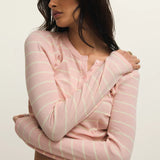 Z Supply Ferris Henley Striped Top in Washed Pink