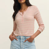 Z Supply Ferris Henley Striped Top in Washed Pink