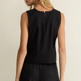 Z Supply Sloane Linen Cropped Tank in Black