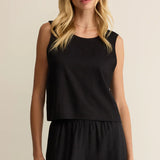 Z Supply Sloane Linen Cropped Tank in Black
