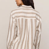 Z Supply The Perfect Striped Button Up in Light Toffee