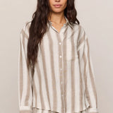 Z Supply The Perfect Striped Button Up in Light Toffee