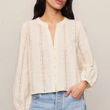 Z Supply Louella Embroidered Button Up Top in Cloud