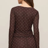 Z Supply Amara Polka Dot Mesh Top in Dark Chocolate