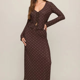 Z Supply Amara Polka Dot Mesh Top in Dark Chocolate