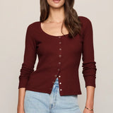 Z Supply Albany Waffle Snap Front Top in Velvet Rouge