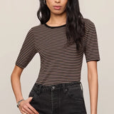 Z Supply Freida Striped Tee in Wild Mushroom