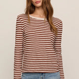 Z Supply Junie Long Sleeve Stripe Slub Tee in Dark Rosewood