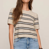 Z Supply Gatewood Stripe Sweater Tee in Light Oatmeal Heather