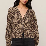 Z Supply All The Wild Zebra Cardigan in Dark Chocolate