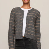 Z Supply Medina Stripe Cardigan in Charcoal Heather