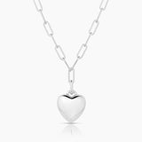 THATCH Aurelie Puffy Heart Link Necklace in Rhodium Plated