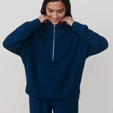 Varley Mavis Mock Neck Sweatshirt in Sea Blue