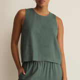 Z Supply Sloane Linen Tank in Everglade