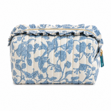 Ellison+Young French Toile Ruffle Cosmetic Case Quilted Cotton in Blue