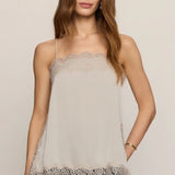 Z Supply Roselle Lace Trim Cami in Frosted Pearl