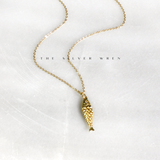 The Silver Wren Gold Fish Pendant Necklace