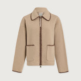 Varley Ruiko Zip Through Fleece Jacket in Light Taupe