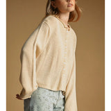 Miou Muse Button Front Easy Knitted Cardigan in Vanilla Oat
